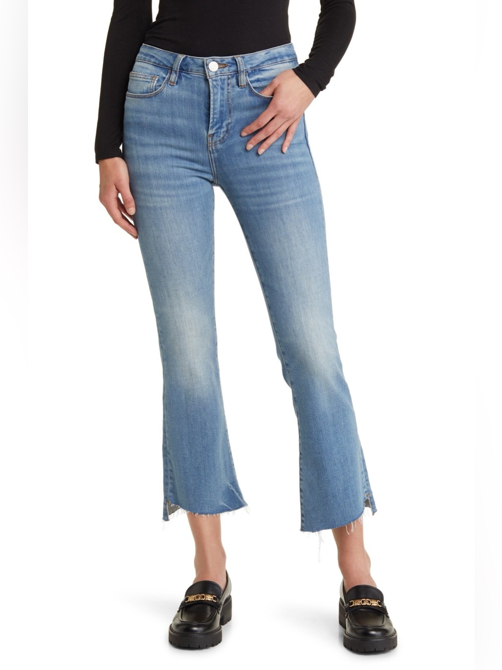 FRAME Le Crop Mini Boot blue denim jeans